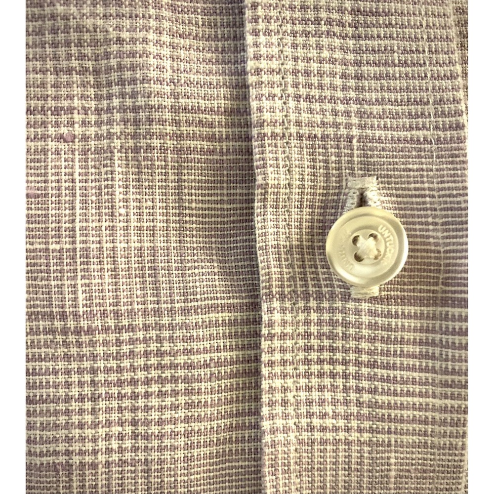 UNTUCKIT Torontel Checkered White Purple Linen Men's L/S Shirt Coastal Luxe 2XL‎ - Picture 3 of 7